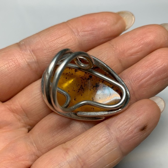925 Sterling Silver and amber  ring size7 / 052024-RG0050 B - Picture 6 of 10